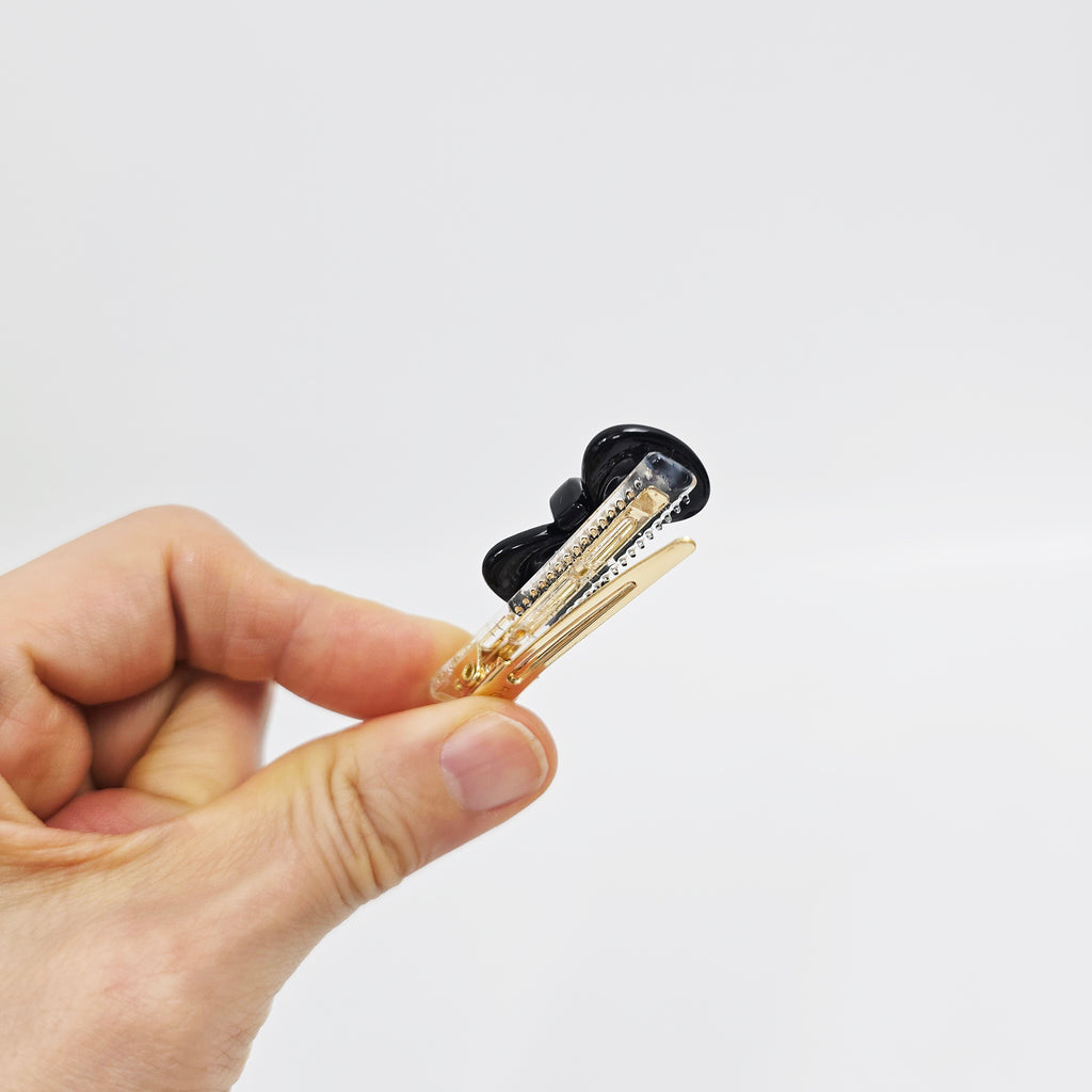 Bow Mini Alligator Hair Clip 2.0 in – Tortoise Shell, Clear, French-style
