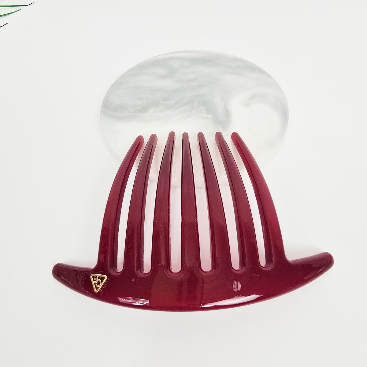 Arched Logo Long Leg Hair Comb Pin 4.3 in – 4 Pure Burgundy