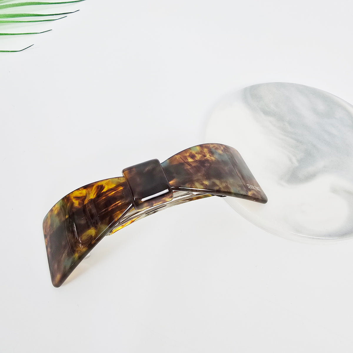 Camille Bow Hair Barrette 3.7 in – Tortoise Shell, French Pin, for Half-Up
