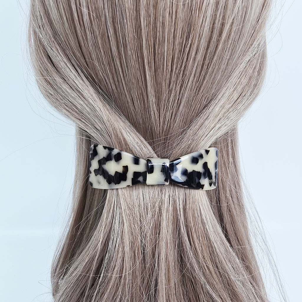 Camille Bow Hair Barrette 3.7 in – Tortoise Shell, French Pin, for Half-Up