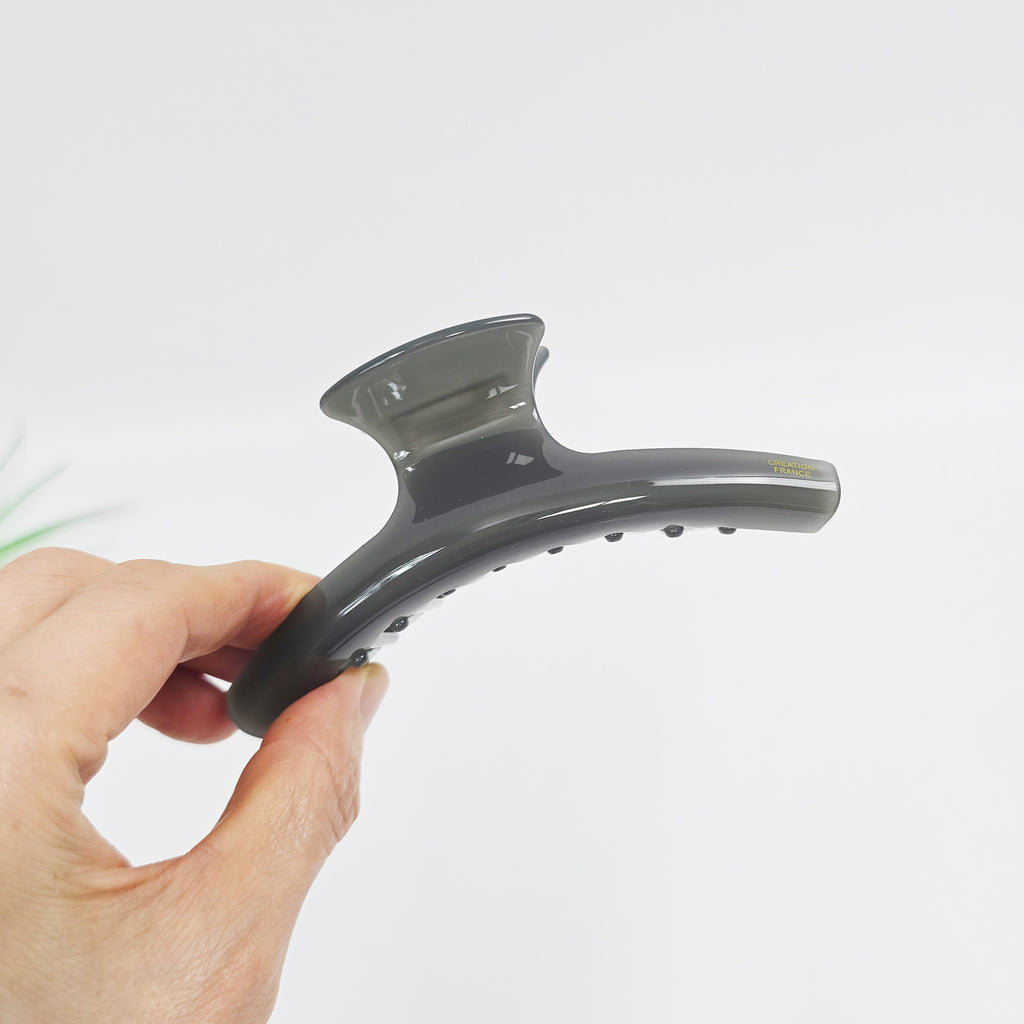 Curve Large Hair Claw Clip 4.5 in – Solid Glossy, French-style, for Updos