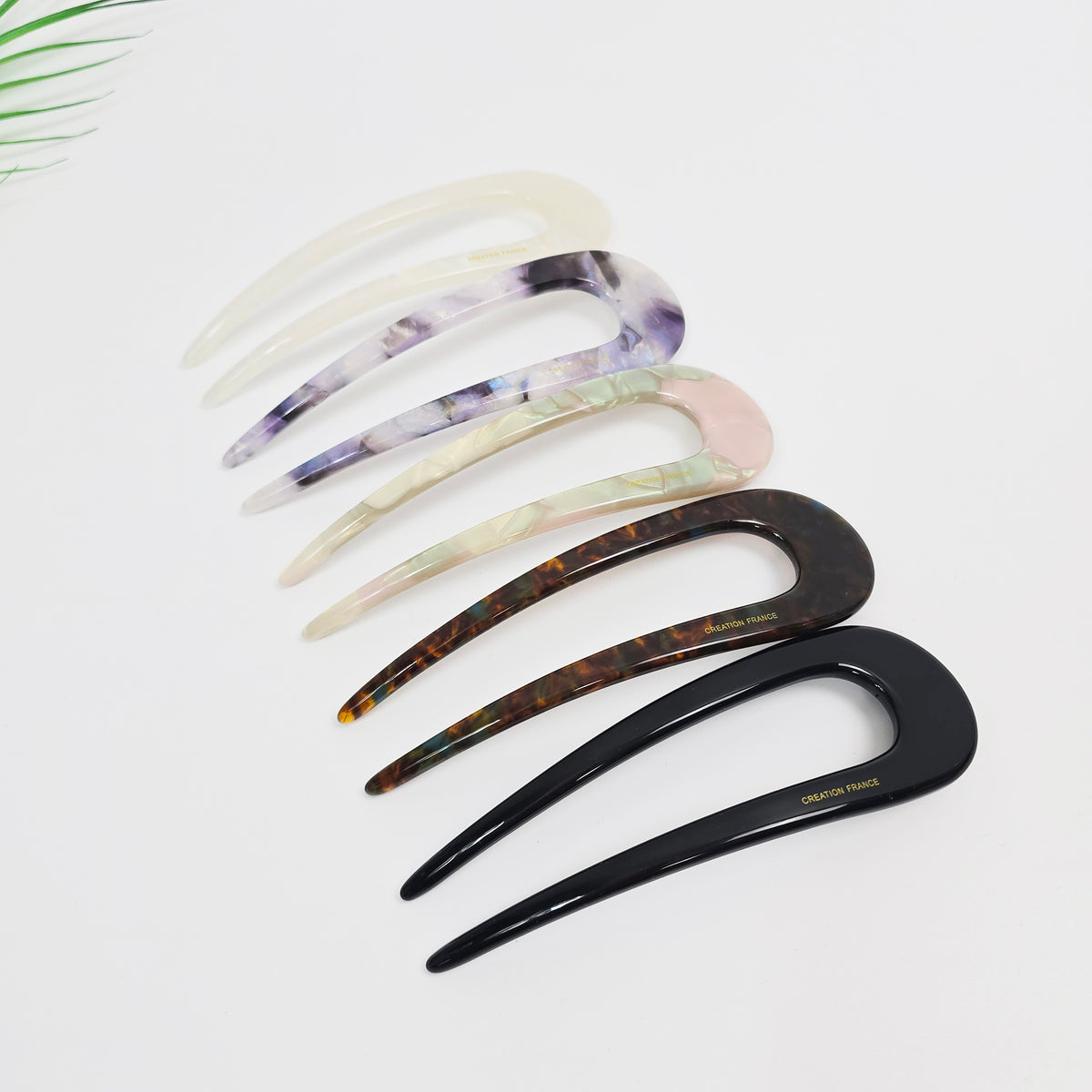 U-Shape Long Hair Stick 5.5 in – Aurora & Solid, French Pin, for Thick Hair