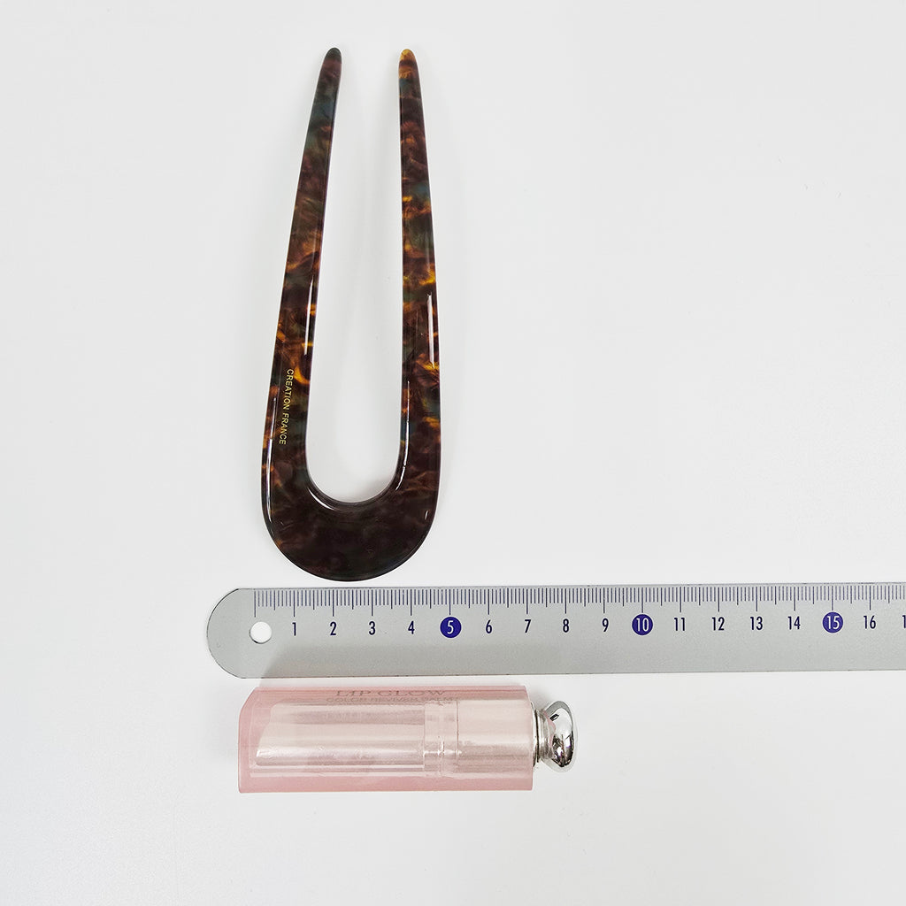 U-Shape Long Hair Stick 5.5 in – Aurora & Solid, French Pin, for Thick Hair
