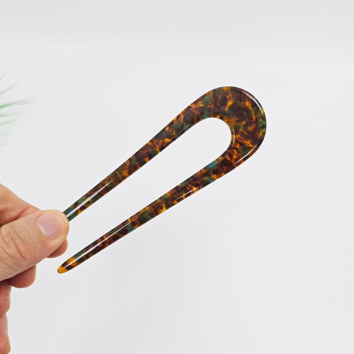 U-Shape Long Hair Stick 5.5 in – Aurora & Solid, French Pin, for Thick Hair