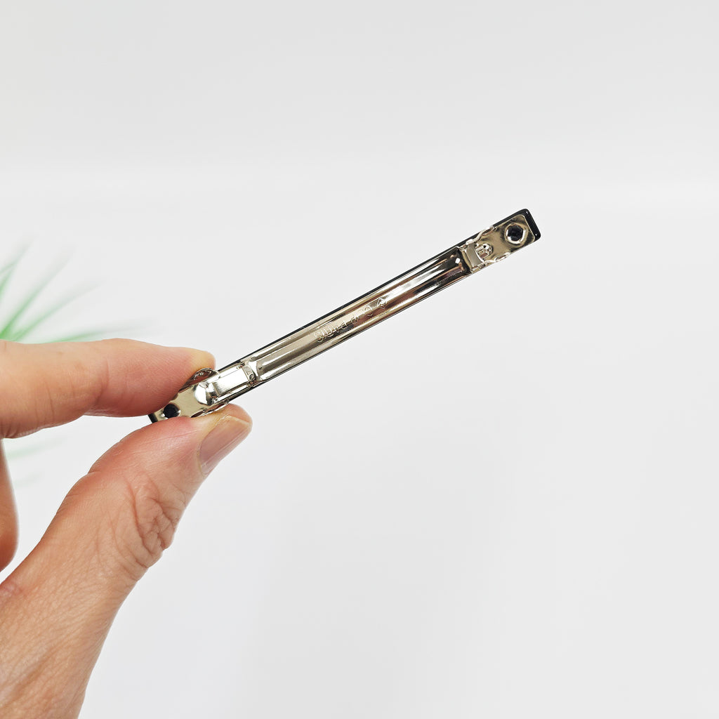 Straight Slim Hair Barrette 3.3 in – Solid Glossy, for Half-Up, French Pin