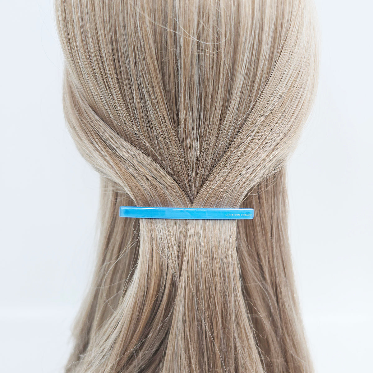 Straight Slim Hair Barrette 3.3 in – Solid Glossy, for Half-Up, French Pin