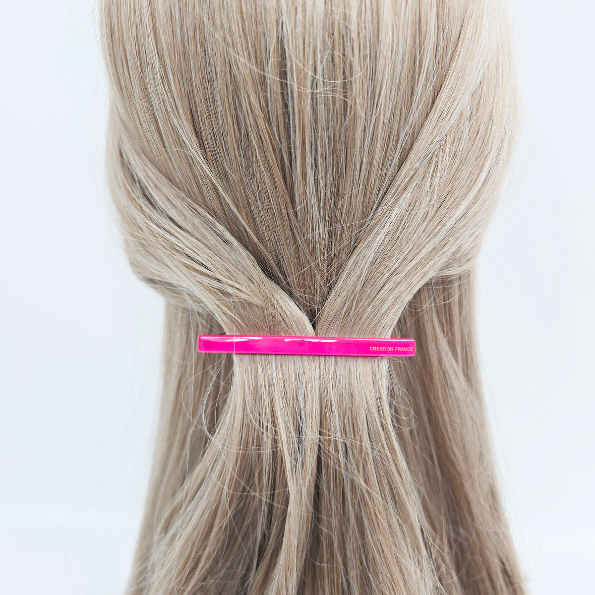 Straight Slim Hair Barrette 3.3 in – Solid Glossy, for Half-Up, French Pin