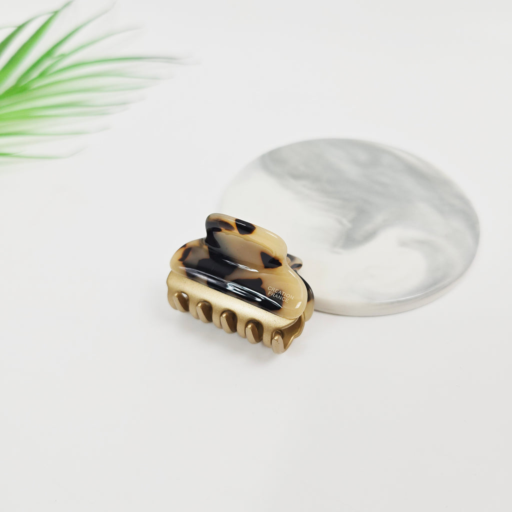 Two-Tone Mini Hair Claw Clip 1.6 in – Tortoise Shell & Solid, French-style
