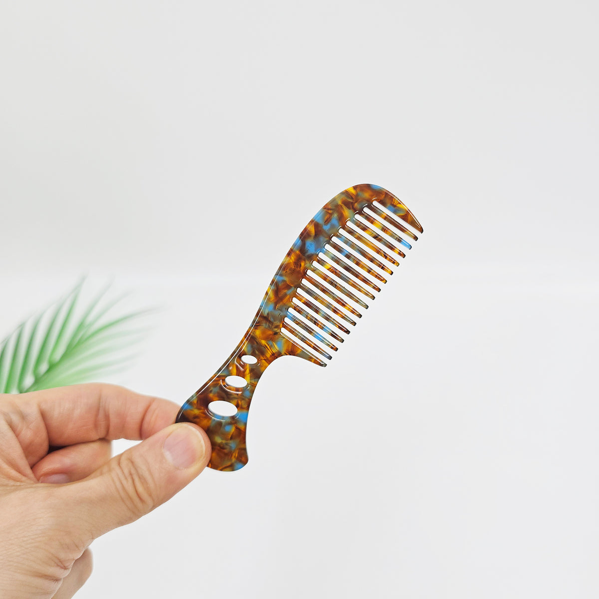 Handle Pocket Hair Comb 4.5 in – Tortoise Shell Marble, French-style