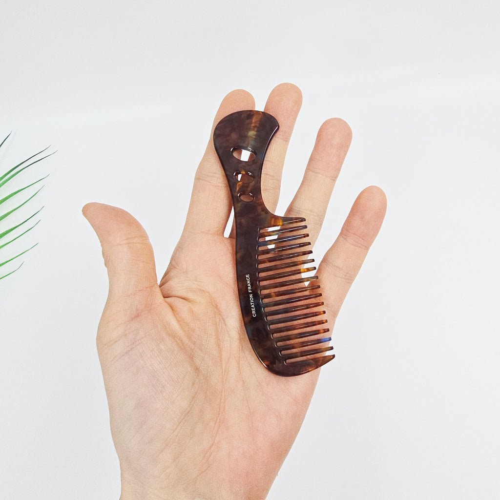 Handle Pocket Hair Comb 4.5 in – Tortoise Shell Marble, French-style