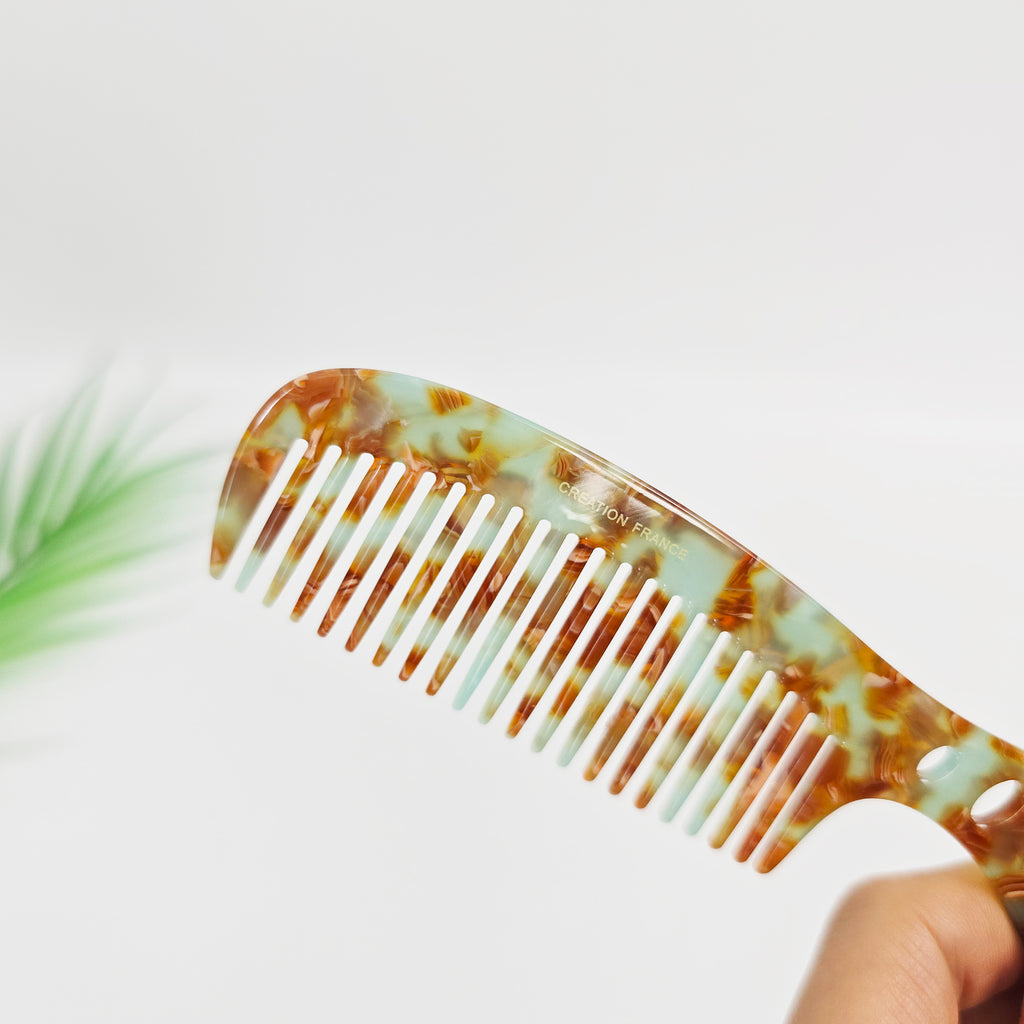 Handle Medium Hair Comb 5.3 in – Tortoise Shell Marble, French-style