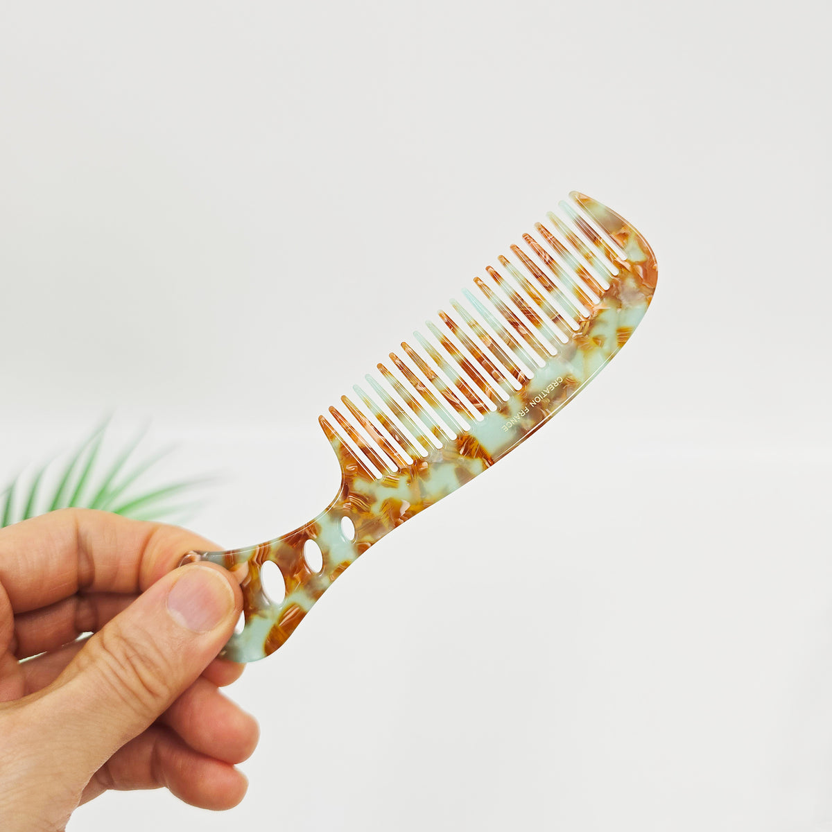 Handle Medium Hair Comb 5.3 in – Tortoise Shell Marble, French-style