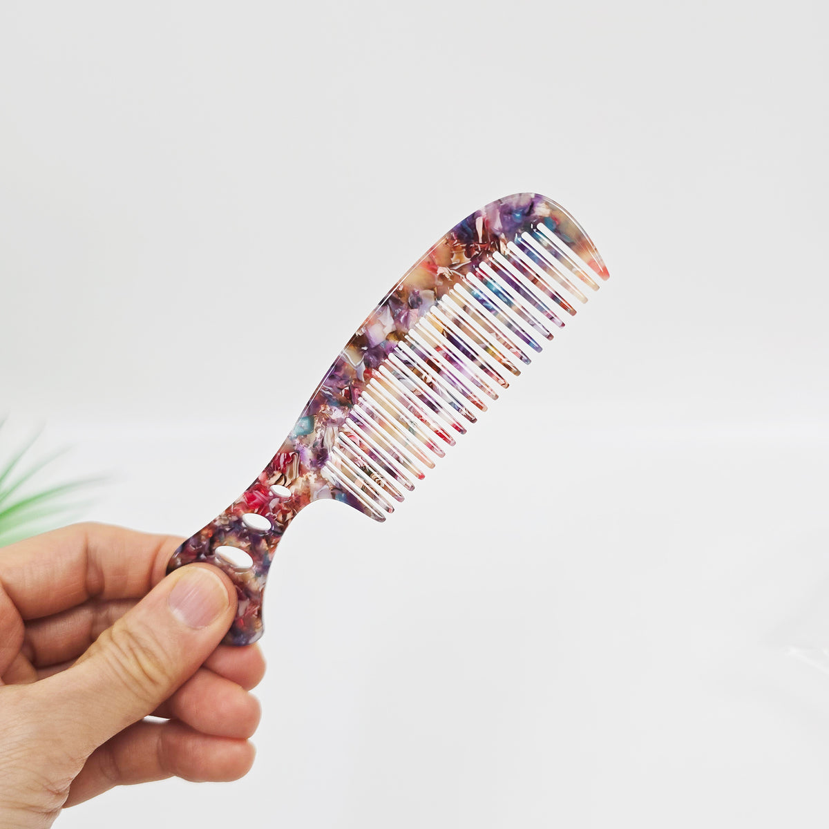 Handle Medium Hair Comb 5.3 in – Tortoise Shell Marble, French-style