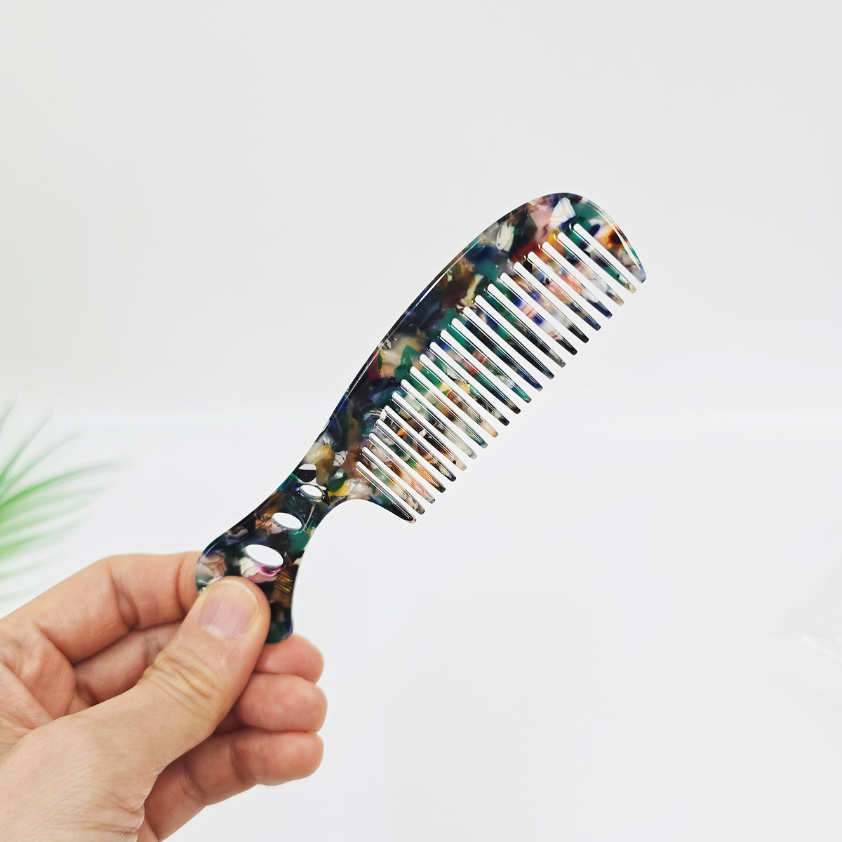 Handle Medium Hair Comb 5.3 in – Tortoise Shell Marble, French-style