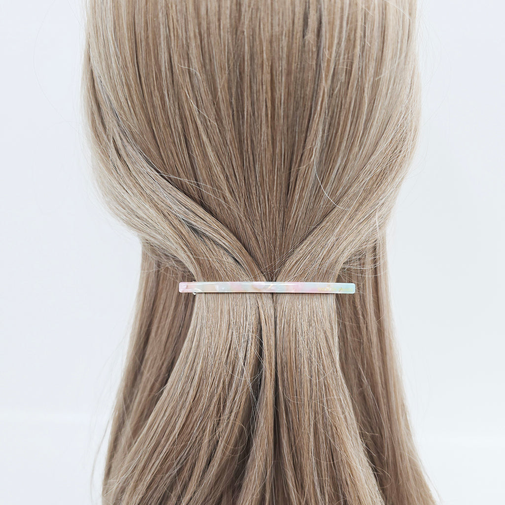 Slim Basic Hair Barrette 3.3 in – Solid & Marble, French Pin, New Colors