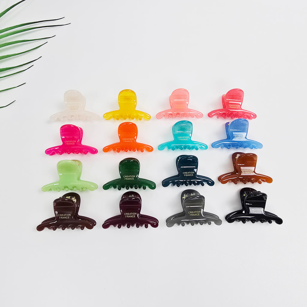 Jelly Mini Hair Claw Clip 1.6 in – Clear Glossy Solid Colors, French-style
