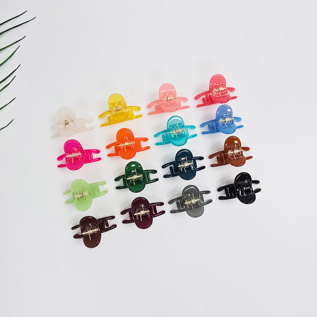 Jelly Mini Hair Claw Clip 1.6 in – Clear Glossy Solid Colors, French-style
