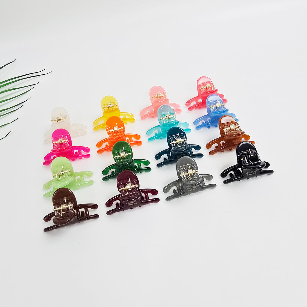 Jelly Mini Hair Claw Clip 1.6 in – Clear Glossy Solid Colors, French-style
