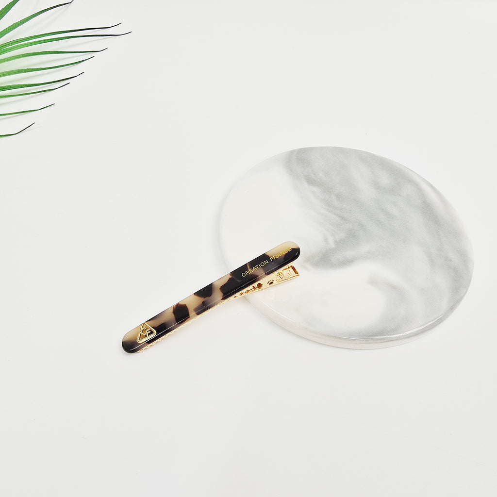 Flat Slim Alligator Hair Clip 2.6 in – Tortoise Shell & Solid, French Pin