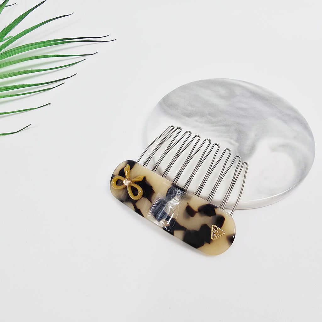 Bow Mini Hair Comb Pin 2.6 in – Tortoise Shell, Solid & Pastel, French Pin