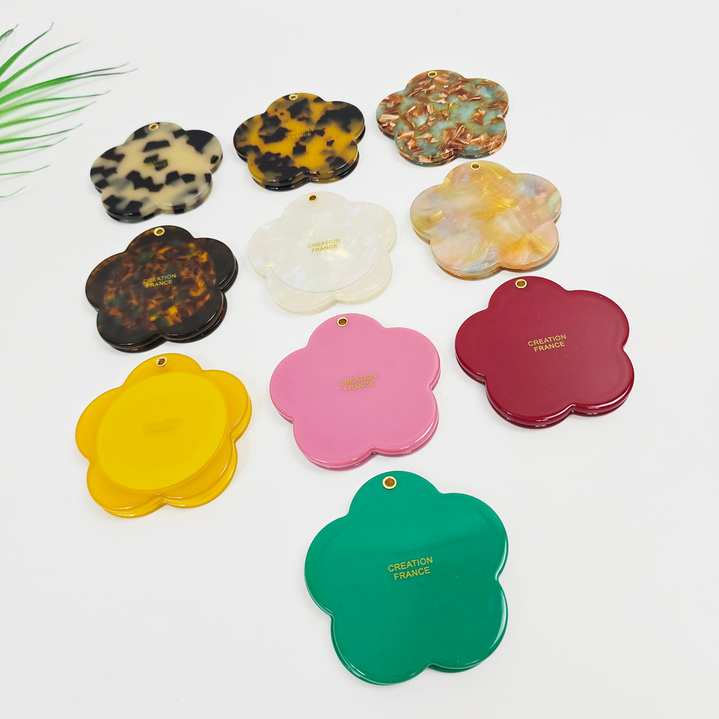 Flower Pocket Mirror 2.6 in – Tortoise Shell, Marble & Pastel, French-style