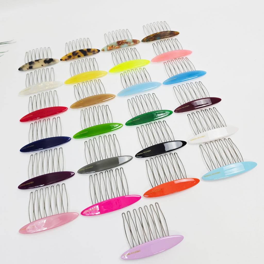 Oval Mini Hair Comb Pin 2.6 in – Tortoise Shell, Solid & Neon, French Pin