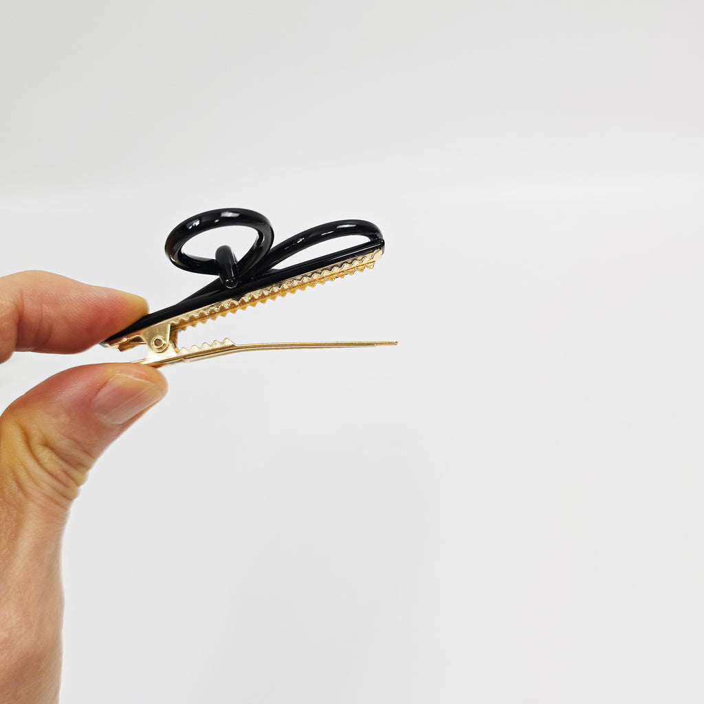 Line Bow Mini Alligator Hair Clip 2.4 in – Solid & Neon Colors, French Pin