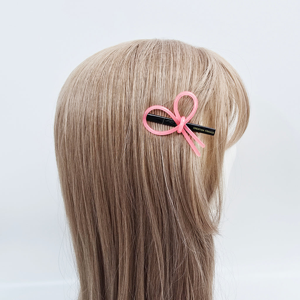 Line Bow Mini Alligator Hair Clip 2.4 in – Solid & Neon Colors, French Pin