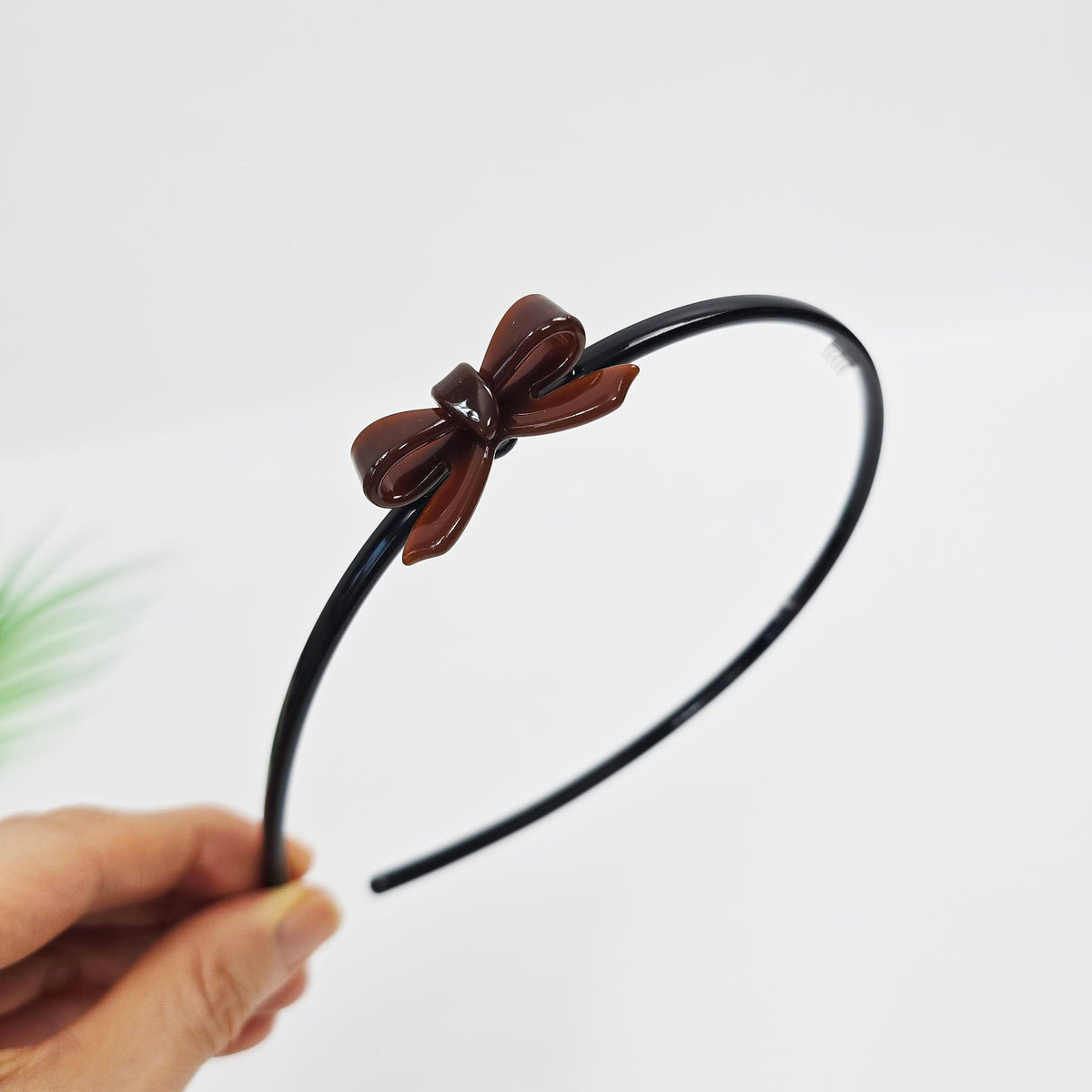 Petite Bow Thin Headband 0.2 in wide – 3D Mini Bow, 16 Colors, French-style