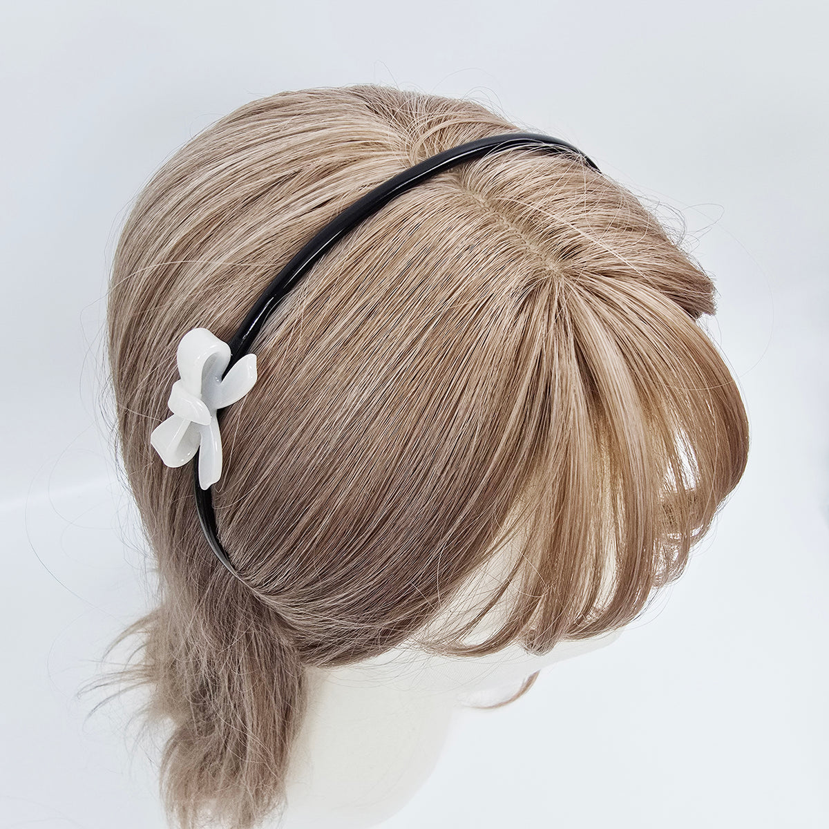 Petite Bow Thin Headband 0.2 in wide – 3D Mini Bow, 16 Colors, French-style