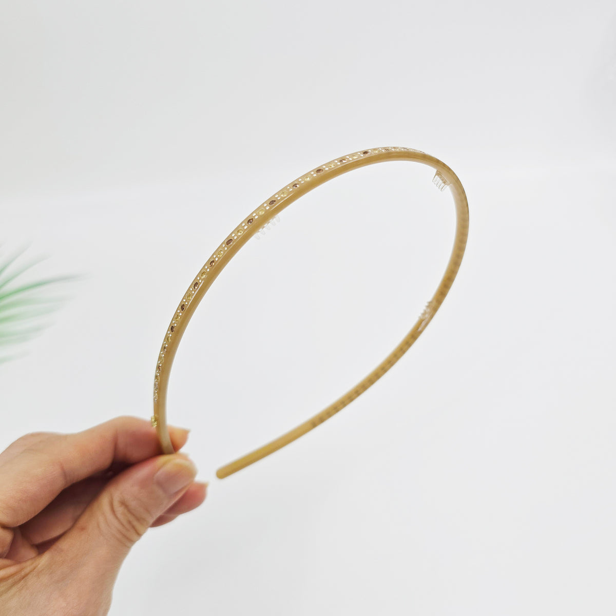 Slim Cubic Thin Headband 0.2 in wide – Mini Crystals, Tortoise & Solid
