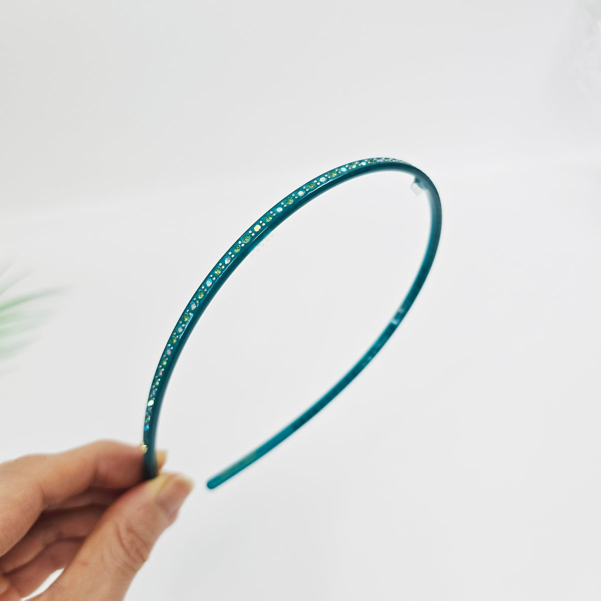 Slim Cubic Thin Headband 0.2 in wide – Mini Crystals, Tortoise & Solid