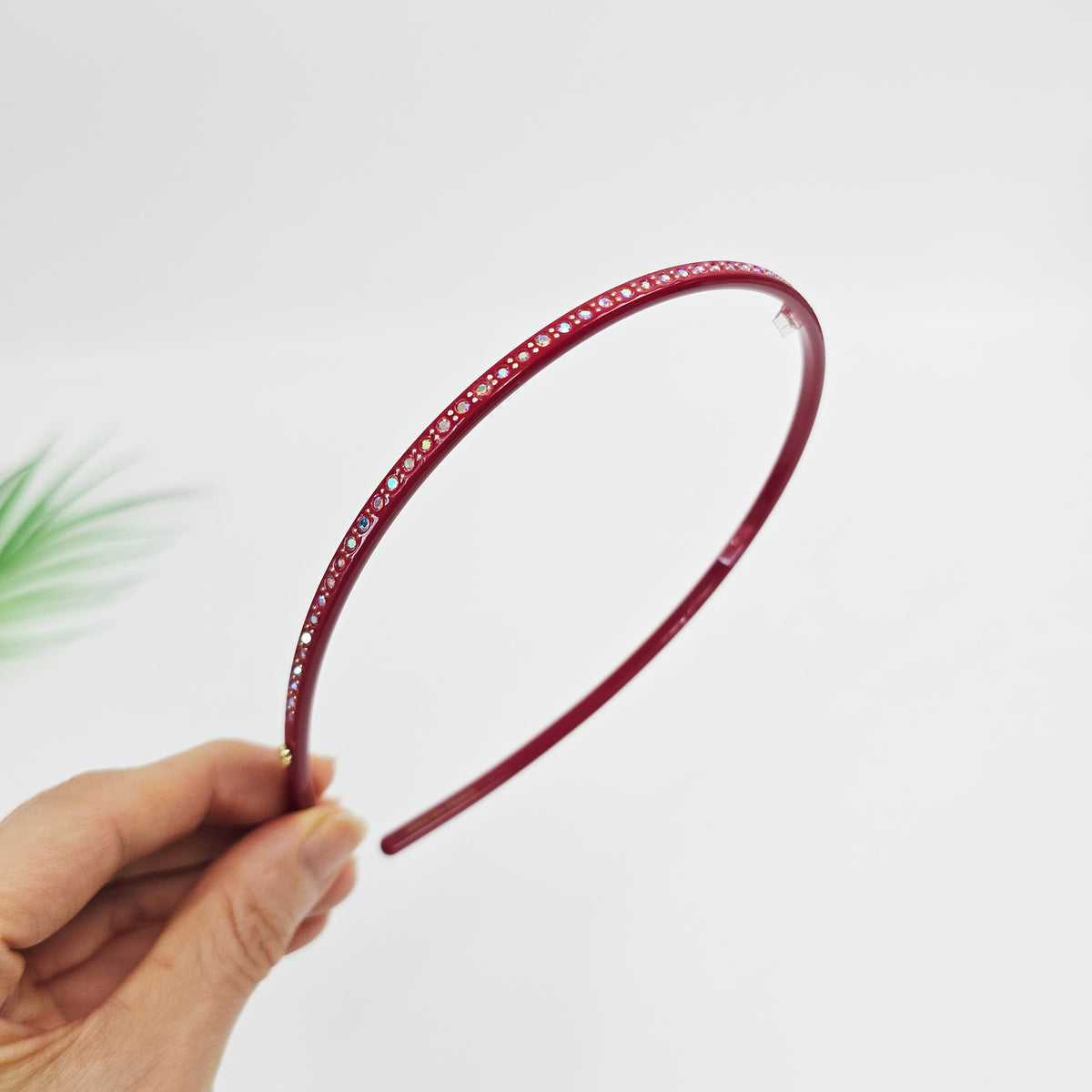 Slim Cubic Thin Headband 0.2 in wide – Mini Crystals, Tortoise & Solid