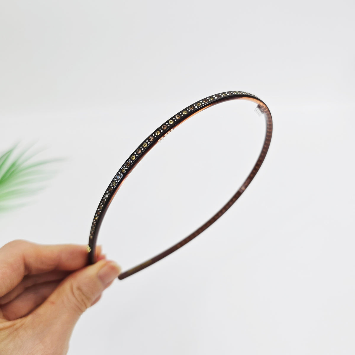 Slim Cubic Thin Headband 0.2 in wide – Mini Crystals, Tortoise & Solid