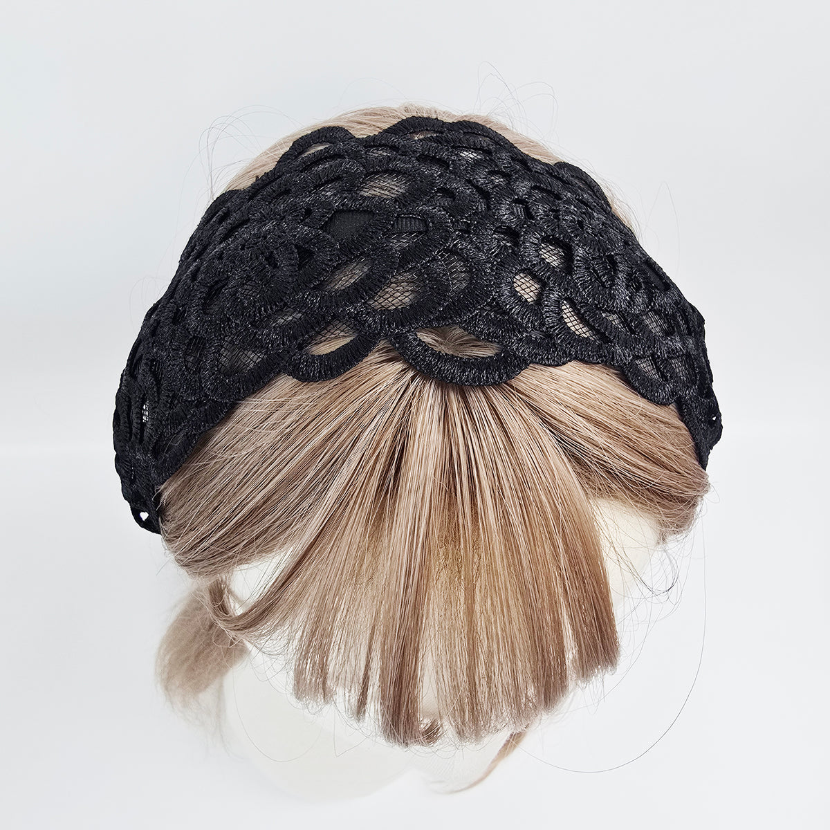 Shine Lace Wide Headband 3.3 in wide – Embroidered Scallop, French-style