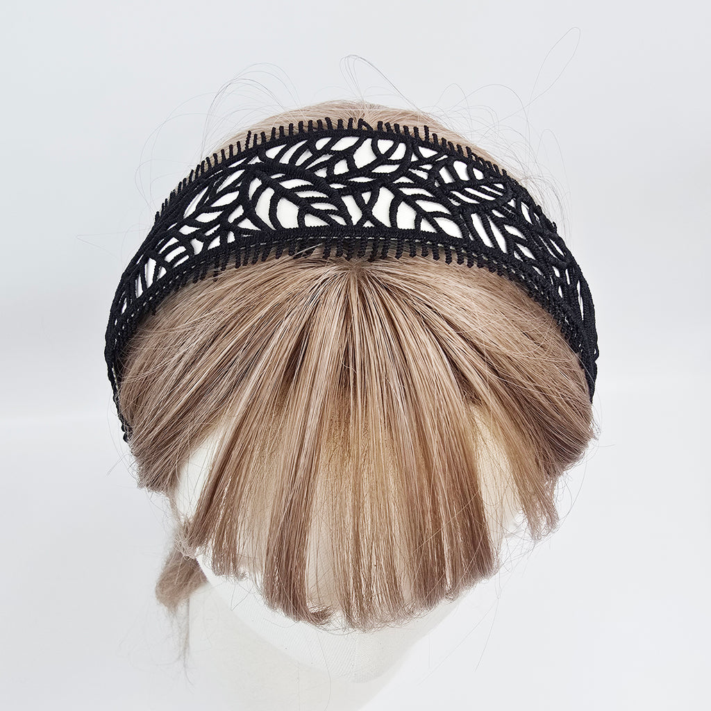 Leaf Lace Wide Headband 2.4 in wide – Embroidered Fringe, French-style