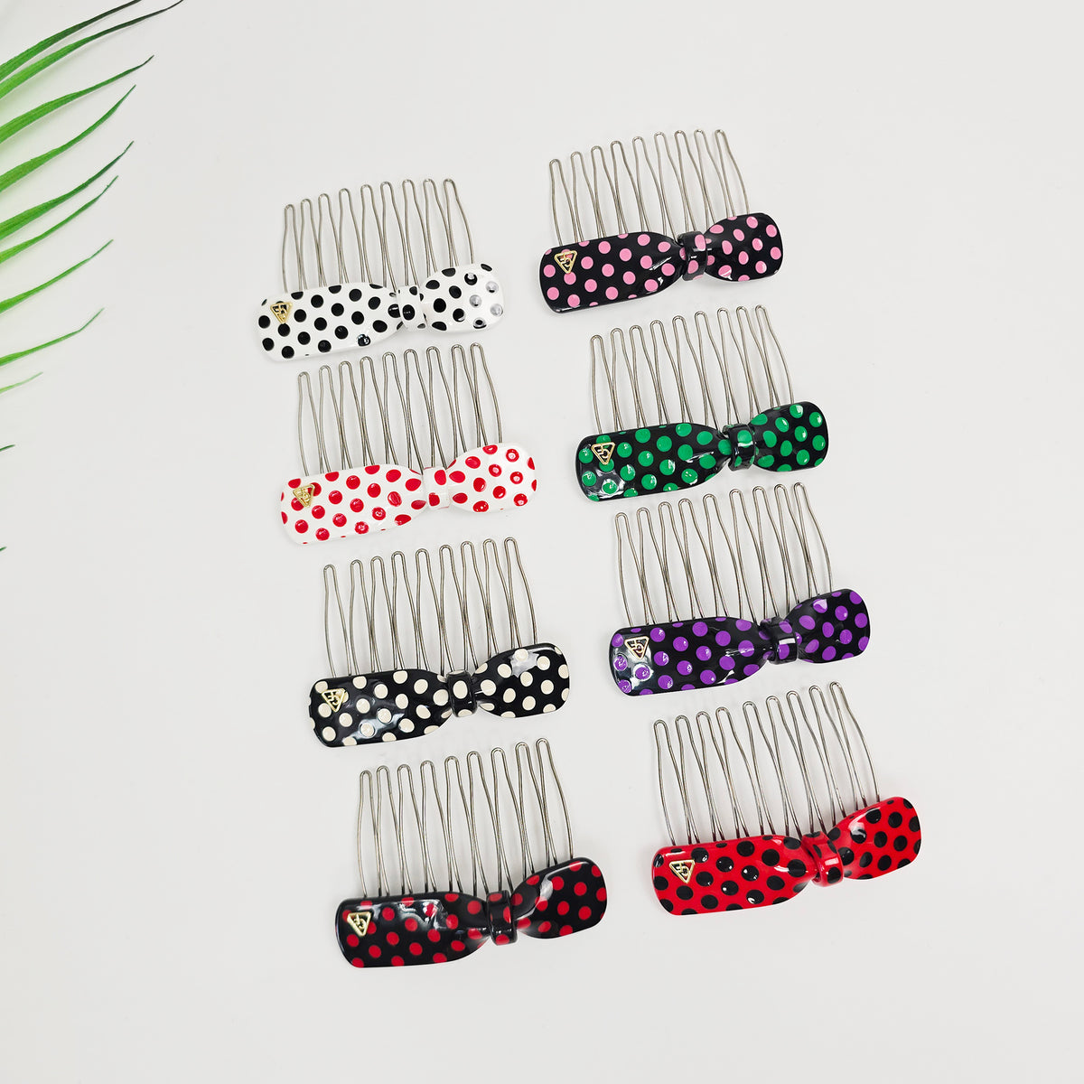 Retro Dot Bow Mini Hair Comb Pin 2.8 in – Polka Dot, French Pin