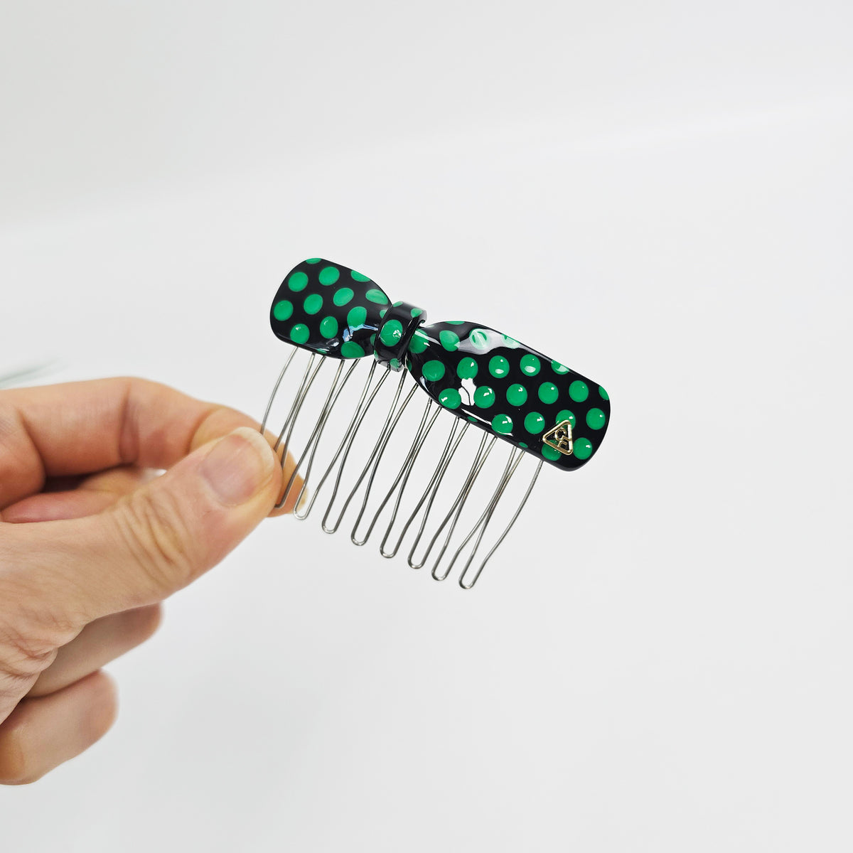 Retro Dot Bow Mini Hair Comb Pin 2.8 in – Polka Dot, French Pin
