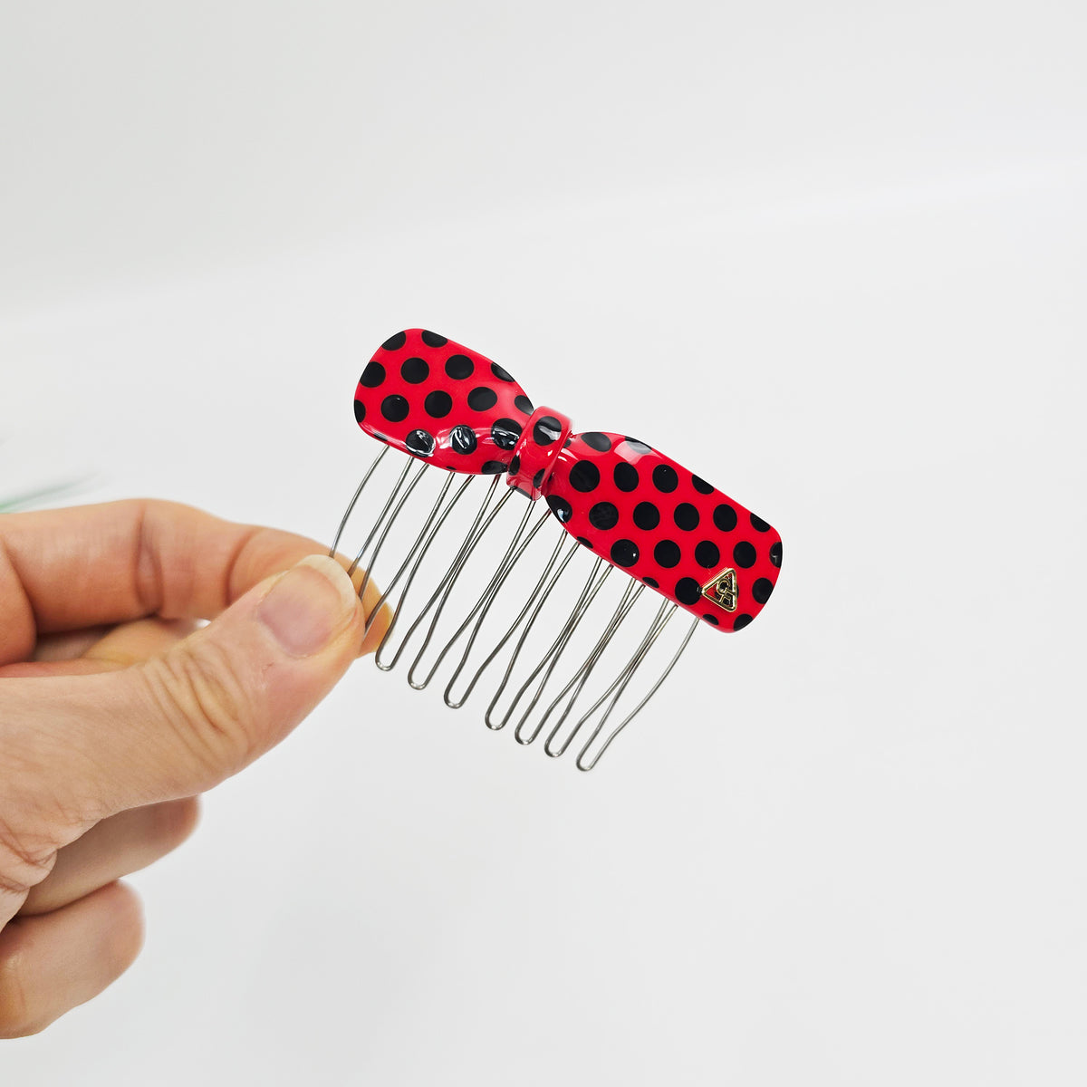 Retro Dot Bow Mini Hair Comb Pin 2.8 in – Polka Dot, French Pin