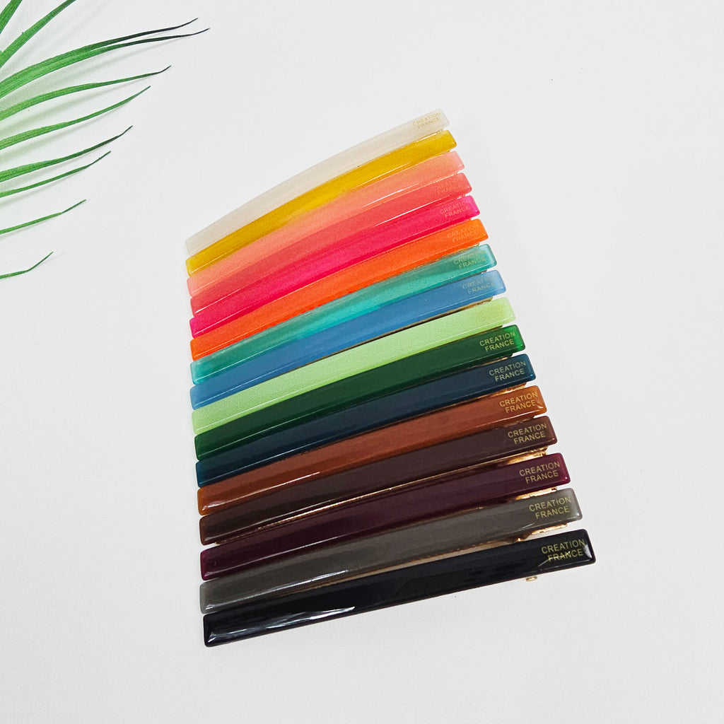 Slim Bar Long Alligator Hair Clip 3.3 in – Solid & Clear, French-style