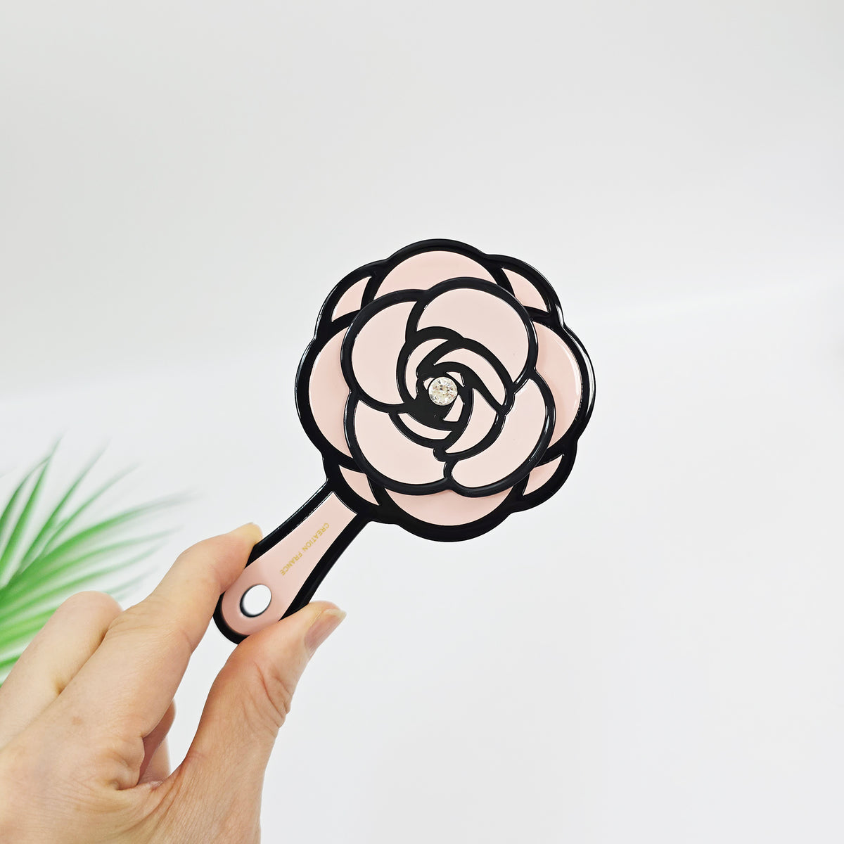 Camellia Jewel Mini Hand Mirror 5.0 in – Pastel, Cubic, Portable