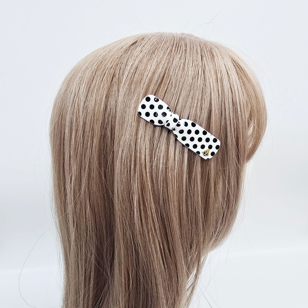Retro Dot Bow Mini Hair Comb Pin 2.8 in – Polka Dot, French Pin
