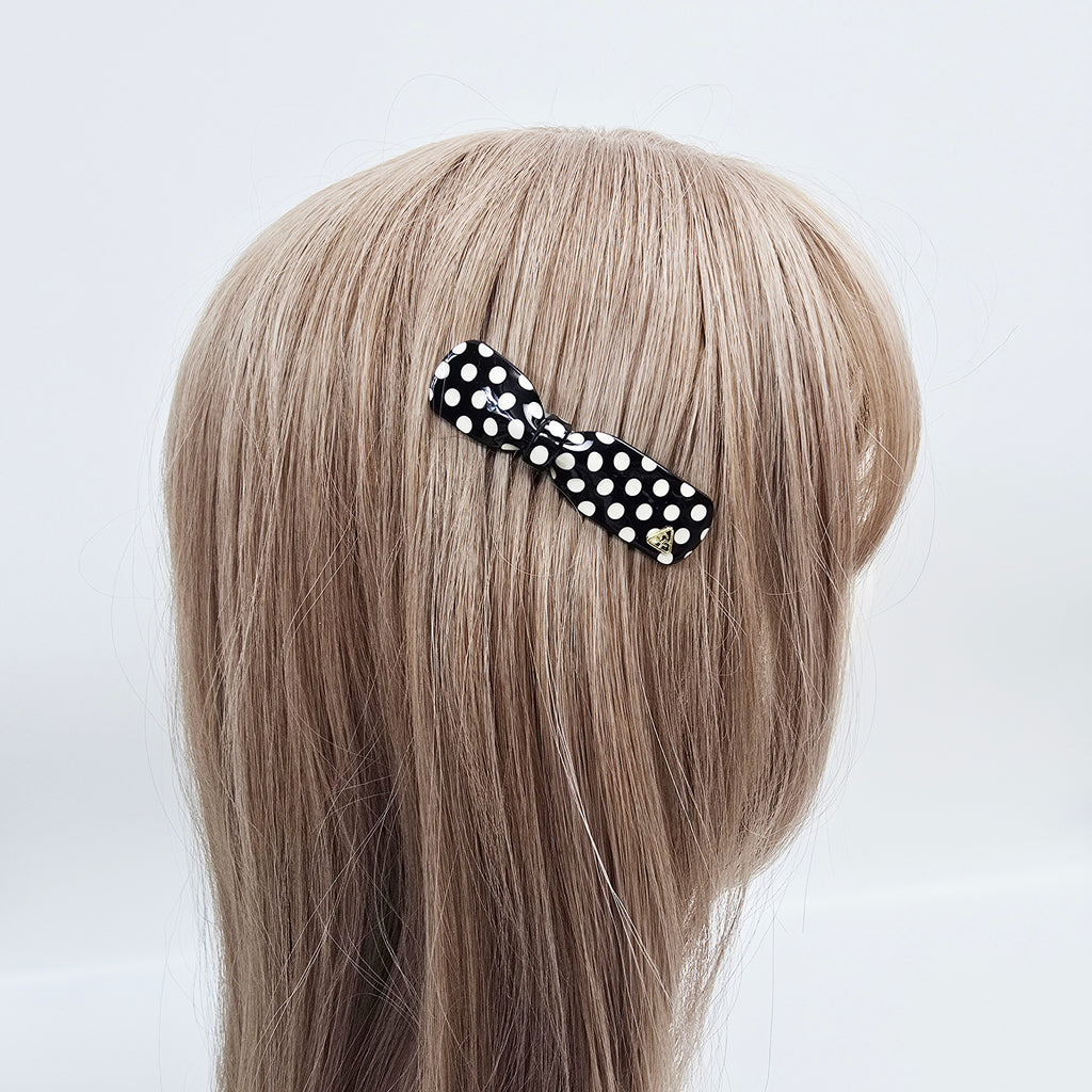 Retro Dot Bow Mini Hair Comb Pin 2.8 in – Polka Dot, French Pin