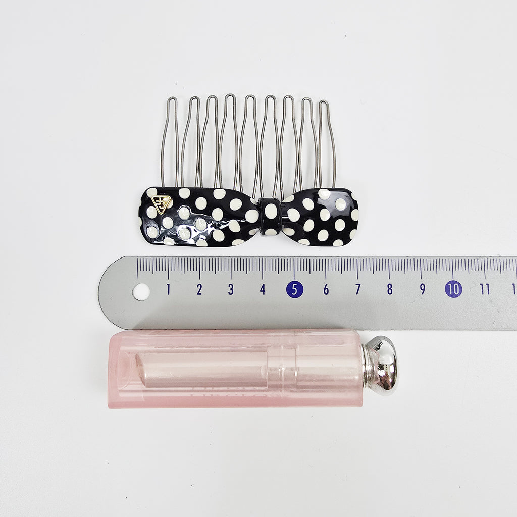 Retro Dot Bow Mini Hair Comb Pin 2.8 in – Polka Dot, French Pin