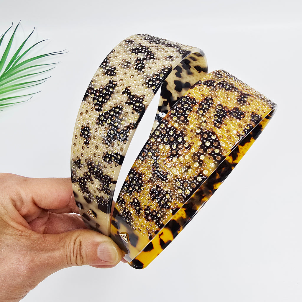 Leopard Cubic Wide Headband 1.6 in wide – Tortoise Shell, French-style