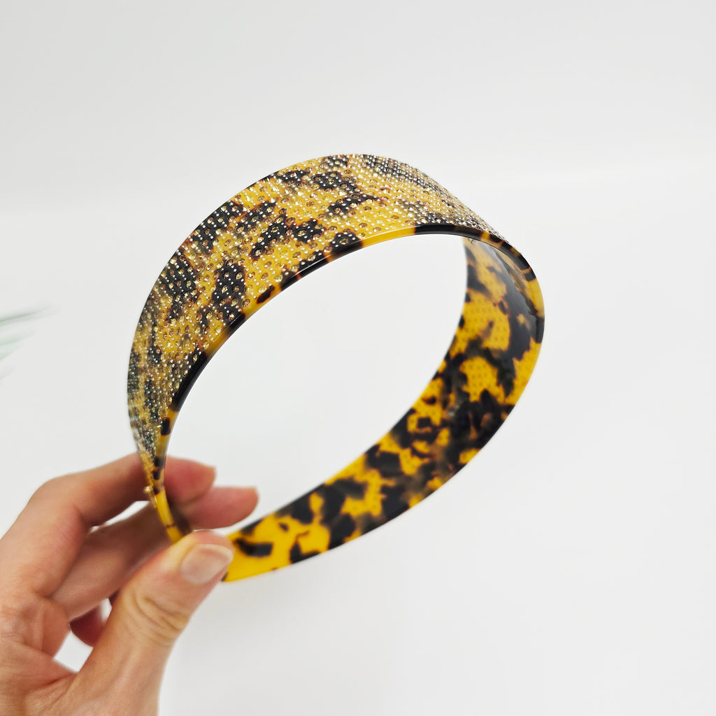 Leopard Cubic Wide Headband 1.6 in wide – Tortoise Shell, French-style