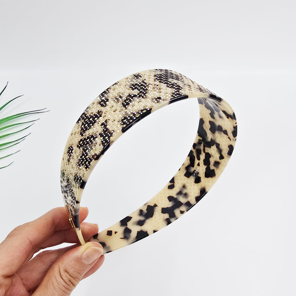 Leopard Cubic Wide Headband 1.6 in wide – Tortoise Shell, French-style
