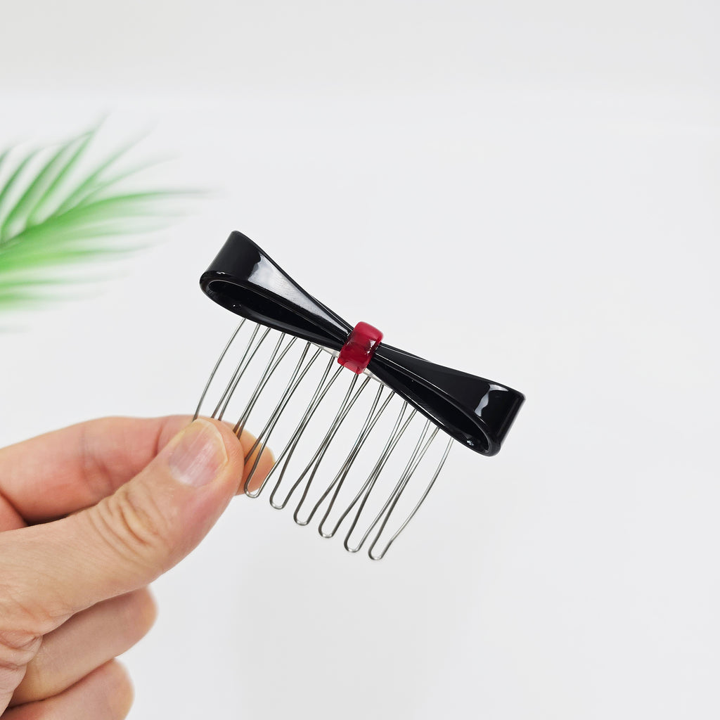 Slim Long Bow Mini Hair Comb Pin 2.8 in – Solid Colors, French Pin