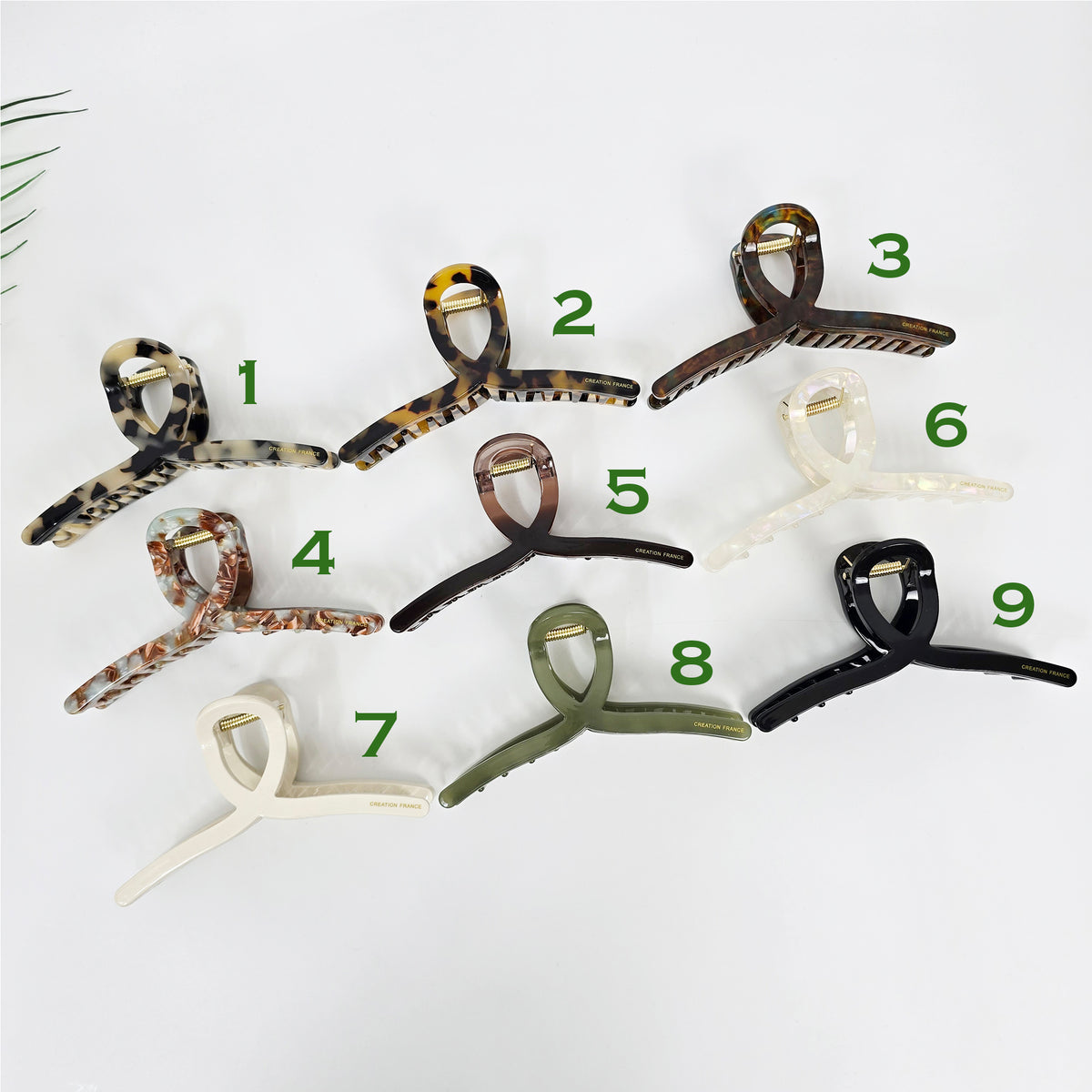 Slender Twist Hair Claw Clip 4.5 in – all 9 colors, numbered