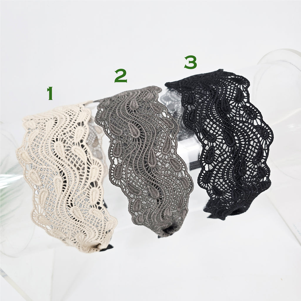 Paisley Lace Wide Headband – numbered color chart